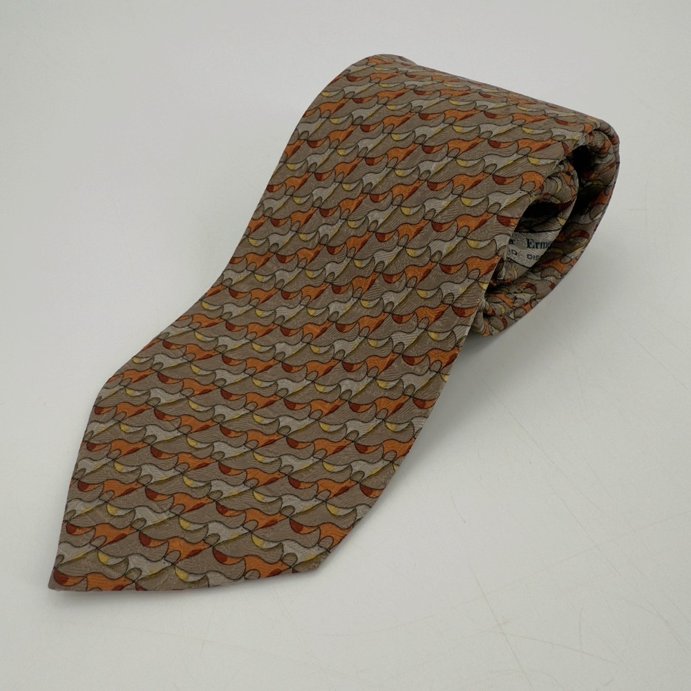 Ermenegildo Zegna‎ 100% Silk Exclusive Design Fox AOP Animal Print Made In Italy